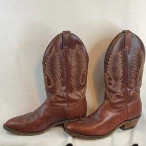 BOULET Classic Brown Leather Cowboy Boots-10E